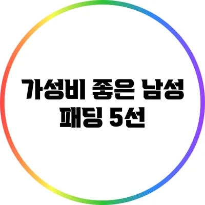 가성비 좋은 남성 패딩 5선