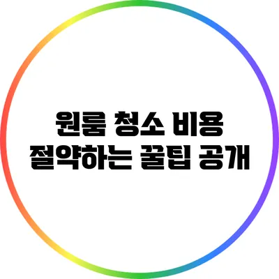 원룸 청소 비용 절약하는 꿀팁 공개