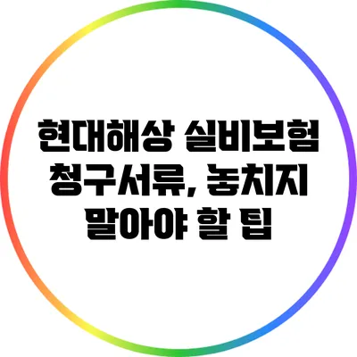 현대해상 실비보험 청구서류, 놓치지 말아야 할 팁