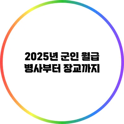 2025년 군인 월급: 병사부터 장교까지