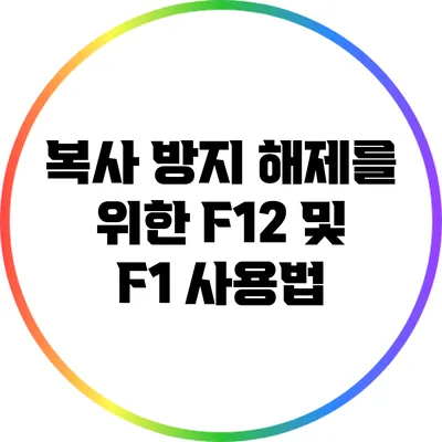 복사 방지 해제를 위한 F12 및 F1 사용법