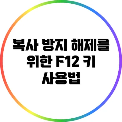 복사 방지 해제를 위한 F12 키 사용법