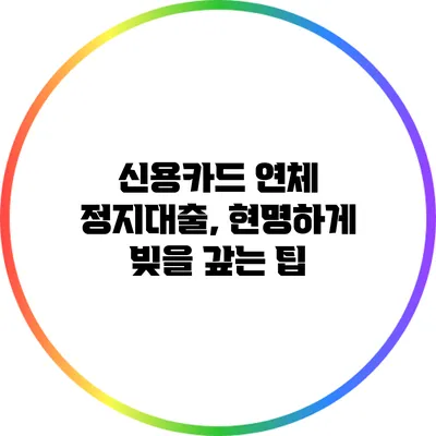 신용카드 연체 정지대출, 현명하게 빚을 갚는 팁