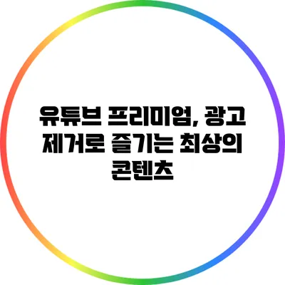 유튜브 프리미엄, 광고 제거로 즐기는 최상의 콘텐츠