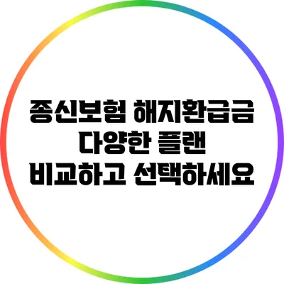 종신보험 해지환급금 다양한 플랜 비교하고 선택하세요