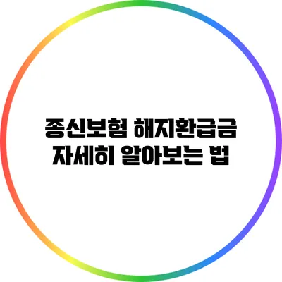 종신보험 해지환급금 자세히 알아보는 법