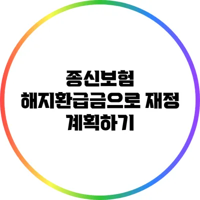 종신보험 해지환급금으로 재정 계획하기