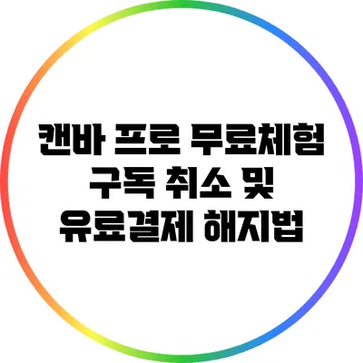 캔바 프로 무료체험 구독 취소 및 유료결제 해지법