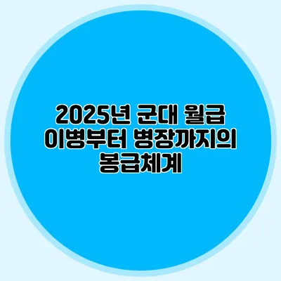 2025년 군대 월급: 이병부터 병장까지의 봉급체계