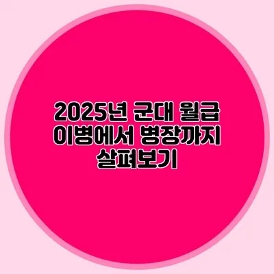 2025년 군대 월급: 이병에서 병장까지 살펴보기