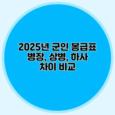 2025년 군인 봉급표: 병장, 상병, 하사 차이 비교