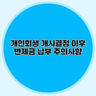 개인회생 개시결정 이후 변제금 납부 주의사항