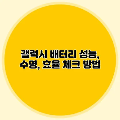 갤럭시 배터리 성능, 수명, 효율 체크 방법