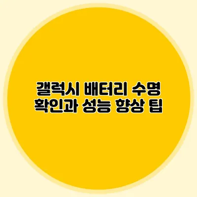 갤럭시 배터리 수명 확인과 성능 향상 팁
