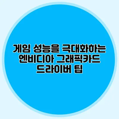 게임 성능을 극대화하는 엔비디아 그래픽카드 드라이버 팁