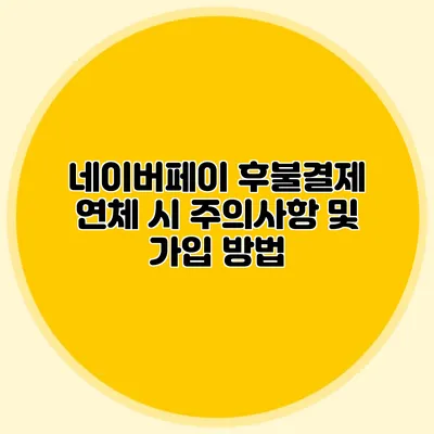 네이버페이 후불결제: 연체 시 주의사항 및 가입 방법