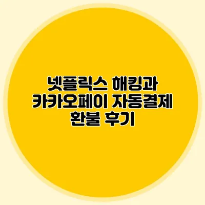 넷플릭스 해킹과 카카오페이 자동결제 환불 후기