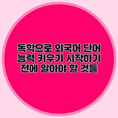 독학으로 외국어 단어 능력 키우기: 시작하기 전에 알아야 할 것들