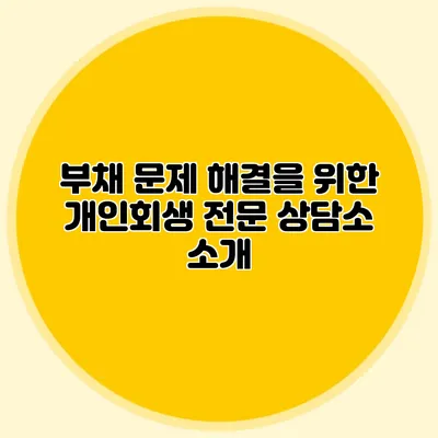 부채 문제 해결을 위한 개인회생 전문 상담소 소개