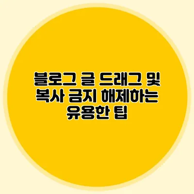 블로그 글 드래그 및 복사 금지 해제하는 유용한 팁
