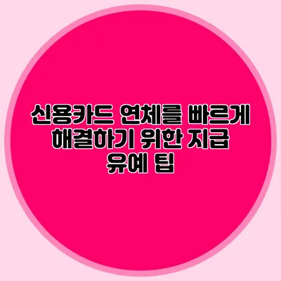 신용카드 연체를 빠르게 해결하기 위한 지급 유예 팁