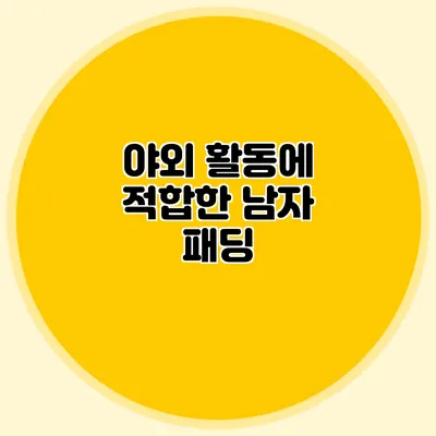 야외 활동에 적합한 남자 패딩