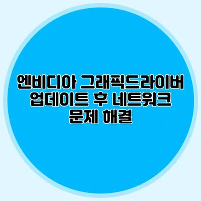 엔비디아 그래픽드라이버 업데이트 후 네트워크 문제 해결