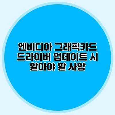 엔비디아 그래픽카드 드라이버 업데이트 시 알아야 할 사항