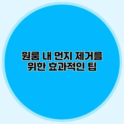 원룸 내 먼지 제거를 위한 효과적인 팁