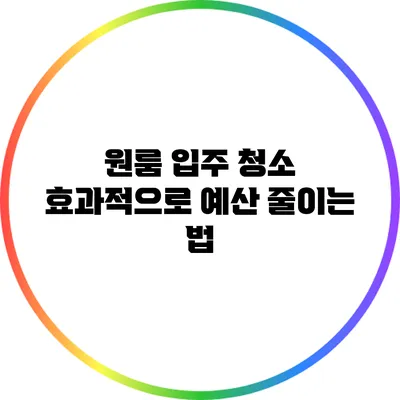 원룸 입주 청소 효과적으로 예산 줄이는 법