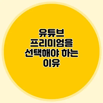 유튜브 프리미엄을 선택해야 하는 이유?
