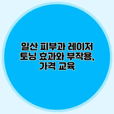 일산 피부과 레이저 토닝 효과와 부작용, 가격 교육