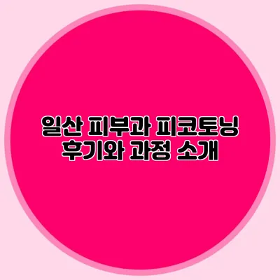 일산 피부과 피코토닝 후기와 과정 소개