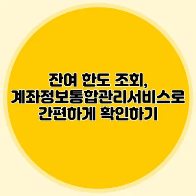 잔여 한도 조회, 계좌정보통합관리서비스로 간편하게 확인하기