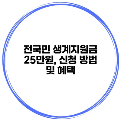 전국민 생계지원금 25만원, 신청 방법 및 혜택