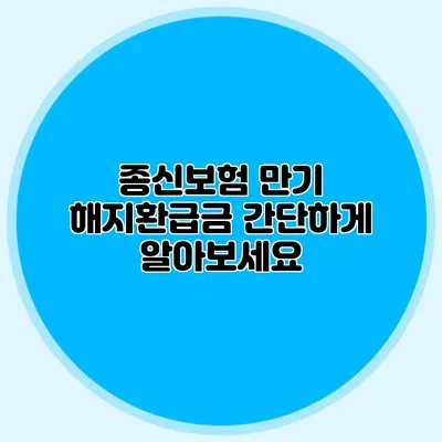 종신보험 만기 해지환급금 간단하게 알아보세요