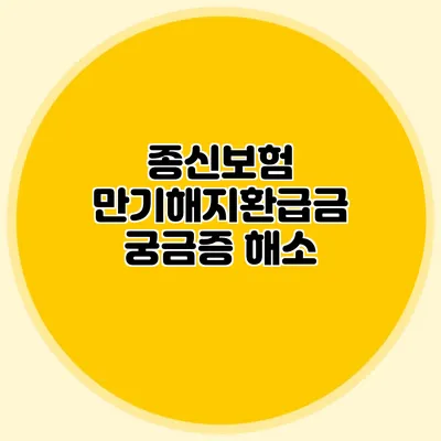 종신보험 만기해지환급금 궁금증 해소