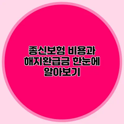 종신보험 비용과 해지환급금 한눈에 알아보기