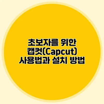 초보자를 위한 캡컷(Capcut) 사용법과 설치 방법