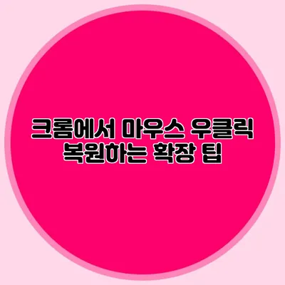 크롬에서 마우스 우클릭 복원하는 확장 팁