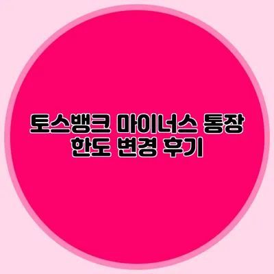 토스뱅크 마이너스 통장 한도 변경 후기