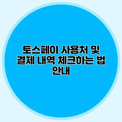 토스페이 사용처 및 결제 내역 체크하는 법 안내