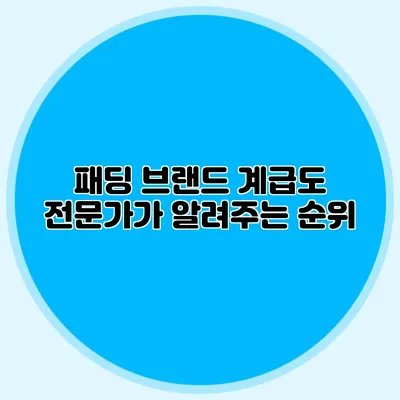패딩 브랜드 계급도: 전문가가 알려주는 순위