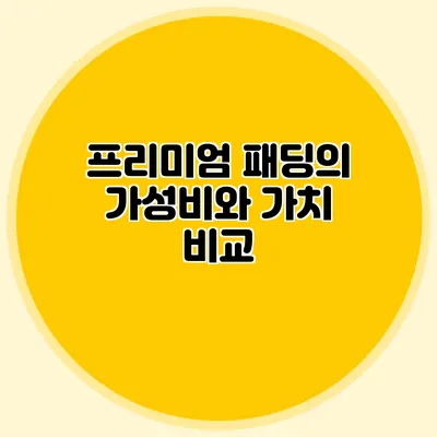 프리미엄 패딩의 가성비와 가치 비교