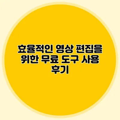 효율적인 영상 편집을 위한 무료 도구 사용 후기