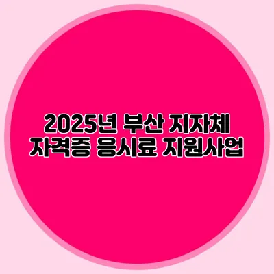 2025년 부산 지자체 자격증 응시료 지원사업