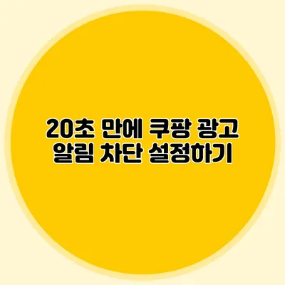 20초 만에 쿠팡 광고 알림 차단 설정하기