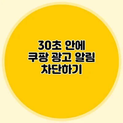 30초 안에 쿠팡 광고 알림 차단하기