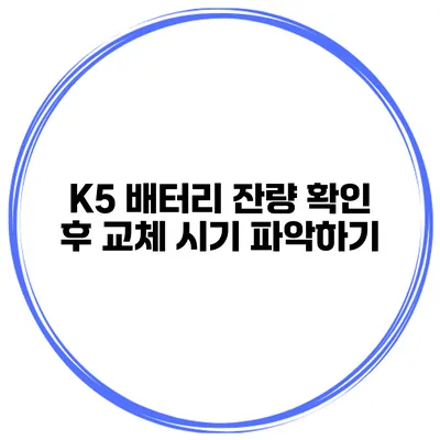 K5 배터리 잔량 확인 후 교체 시기 파악하기