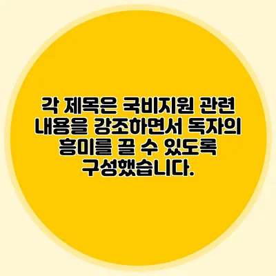 각 제목은 국비지원 관련 내용을 강조하면서 독자의 흥미를 끌 수 있도록 구성했습니다.